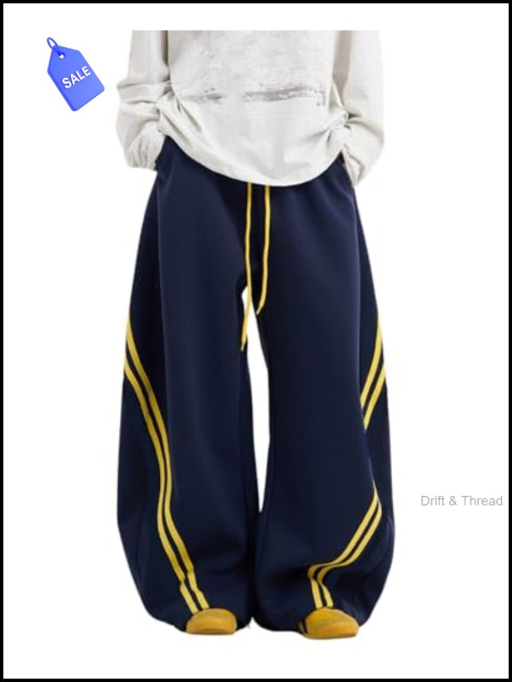 Barrel Sweatpants Women Men Baggy Striped Wide Leg High Waist Drawstring Y2K